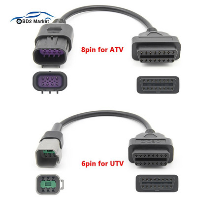 OBD ATV UTV кабел за свързване на мотоциклет OBD2 към 8-пинов диагностичен адаптер за Polaris RZR/Ranger/General/Sportsman/ACE/Slingshot