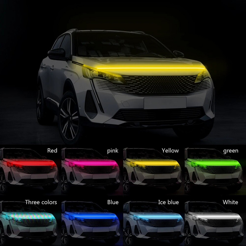 LED-es motorháztető légkör Lght szalag vízálló autó külső dekoráció világítás dekoratív fényszórók környezeti lámpa 12V univerzális