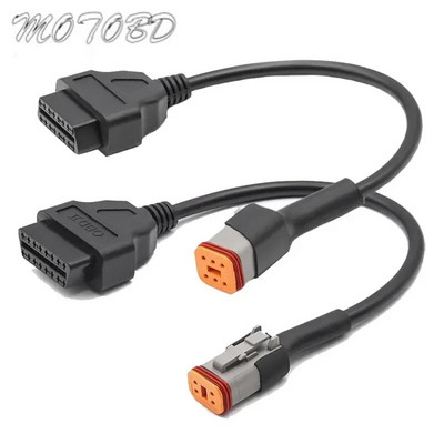 Free Ship OBDII 4 To 16 Pin OBD Adaptors Motorcycle Diagnostic Cable OBD2 Extension Connector For Harley Motorbikes 4Pin Cable