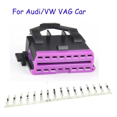 OBD spraudnis + terminālis + ievietojiet OBD OBD2 sieviešu savienotāju J1962f spraudnis OBD 2 16 PIN ar termināli, kas piemērots Audi/BMW/Honda/Toyota