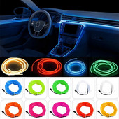 Auto salongi atmosfääri valgustus LED-riba 5 V DIY painduv EL külma valguse toru juhtmestik USB lüliti Auto Decoration Ambient punane