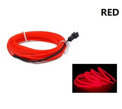 Auto salongi atmosfääri valgustus LED-riba 5 V DIY painduv EL külma valguse toru juhtmestik USB lüliti Auto Decoration Ambient punane