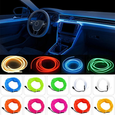 Auto salongi atmosfääri valgustus LED-riba 5 V DIY painduv EL külma valguse toru juhtmestik USB lüliti Auto Decoration Ambient punane