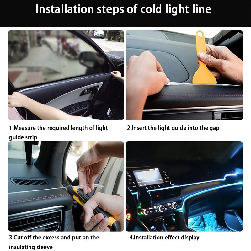 Automašīnas salona atmosfēras apgaismojuma LED sloksne 5 V DIY elastīga EL aukstās gaismas līnijas caurule vadu USB slēdzis Auto Decoration Ambient Red