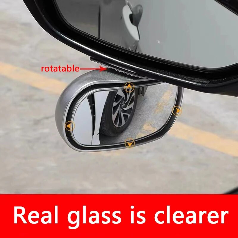 Automašīnas atpakaļskata spogulis priekšējā un aizmugurējā riteņa HD stikla atpakaļgaitas palīgierīces aklā zona 360° platleņķa atstarojošs liels skata lauks