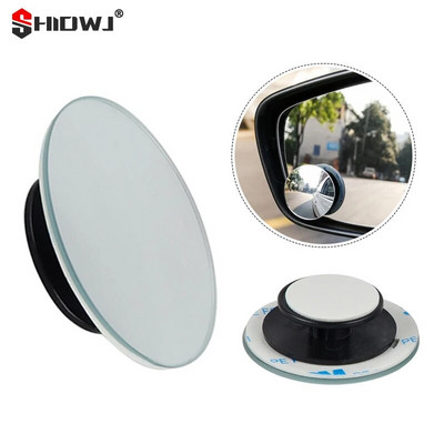 2/1 Pcs Round Frame Convex Car Blind Spot Mirror Safety Driving Wide-angle 360° Adjustable Clear Rearview Mirror Parking Mirror