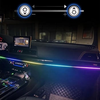 64 цвята акрилни ленти 110 см автомобилна LED околна светлина USB пълен цвят RGB скрито приложение дистанционно управление автомобилна вътрешна атмосферна лампа