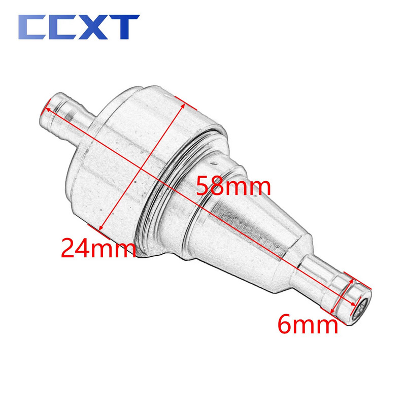 Mootorratta 6mm 5/16`` CNC alumiiniumist kütusefilter Bensiini diisli reafiltrid Rollerile Honda Yamaha Kawsaki KTM Suzuki Pit Bike