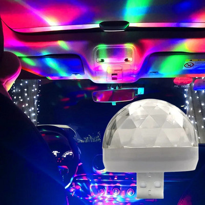 Car Auto USB DJ RGB Mini Πολύχρωμο ήχος μουσικής LED USB-C IOS Holiday Party Karaoke Atmosphere Lamp Welcome 5V Ball Light Laser