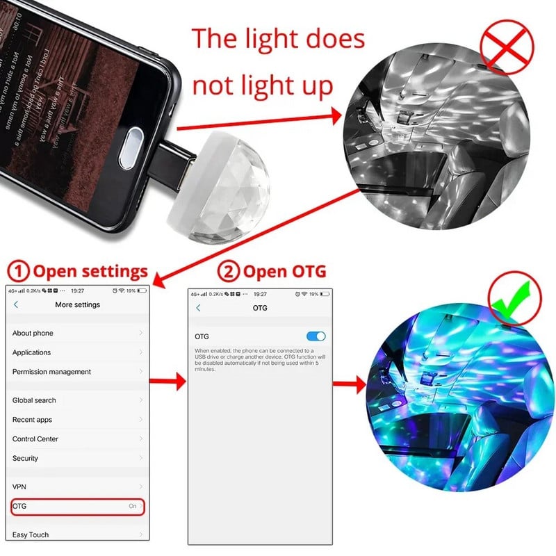 Auto Auto USB DJ RGB Mini Krāsaina Mūzikas Skaņa LED USB-C IOS Svētku ballīte Karaoke Atmosfēras Lampa Welcome 5V Ball Laser Light