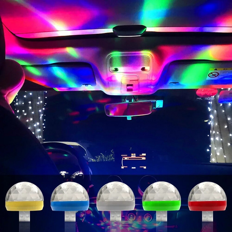 Auto Auto USB DJ RGB Mini Krāsaina Mūzikas Skaņa LED USB-C IOS Svētku ballīte Karaoke Atmosfēras Lampa Welcome 5V Ball Laser Light