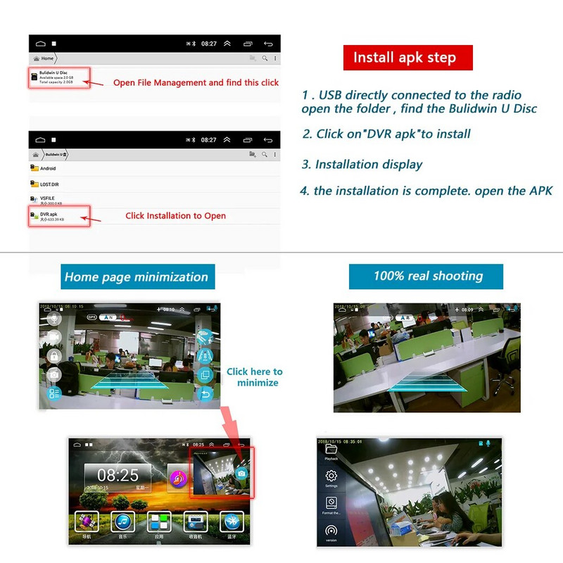 „Podofo USB ADAS“ automobilinis DVR prietaisų skydelis, skirtas automobiliui DVD „Android“ grotuvas, navigacijos slankiojo lango ekranas „G-Shock“ disko įrašymo įrenginys
