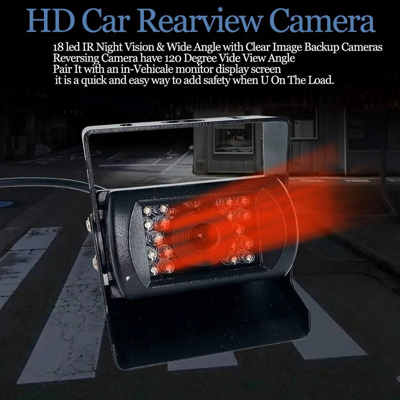 12-24 V-os autós tolatókamera teherautó-busz utánfutóhoz IR éjszakai látás vízálló 18 IR LED éjjellátó tolatókamera