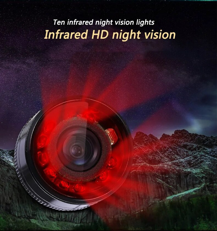 Bezvadu automašīnas atpakaļskata kamera, universāla 28 MM HD nakts redzamības automašīnas CCD priekšējā skata kamera, ūdensizturīga ar 6 M video kabeli