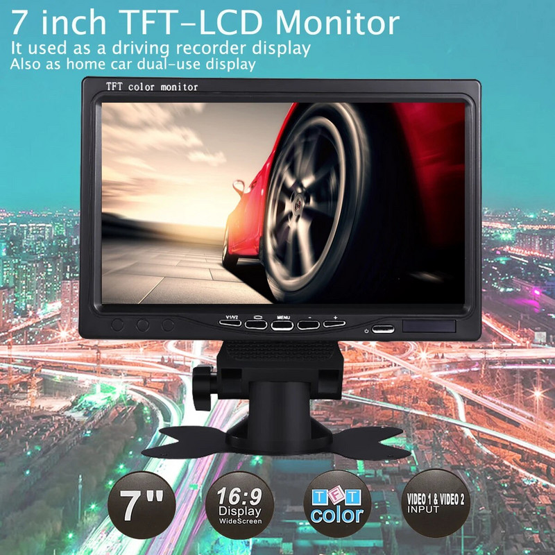 7 collu HD ekrāna automašīnas monitora komplekts ar 8 LED transportlīdzekļa atpakaļgaitas kameru parkošanās palīgsistēmas automašīnu elektroniku kravas automašīnai