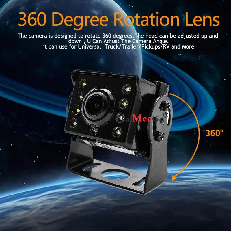 Sunkiosios HD atbulinės eigos sunkvežimio kamera su naktinio matymo universalaus tvirtinimo atsarginėmis kameromis sunkvežimiams RV, priekaboms, furgonams