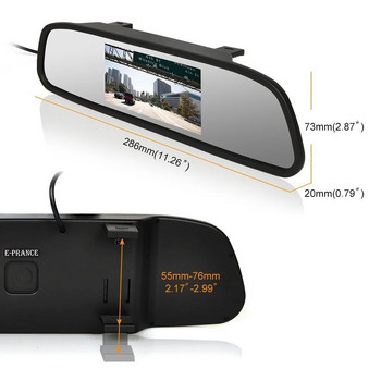Οθόνη βίντεο αυτοκινήτου 5 ιντσών Αυτόματος καθρέφτης οπισθοπορείας Οθόνη LCD 12V-24V καθρέφτης γενικής χρήσης για εφεδρική κάμερα/μπροστινή κάμερα/αναπαραγωγή πολυμέσων