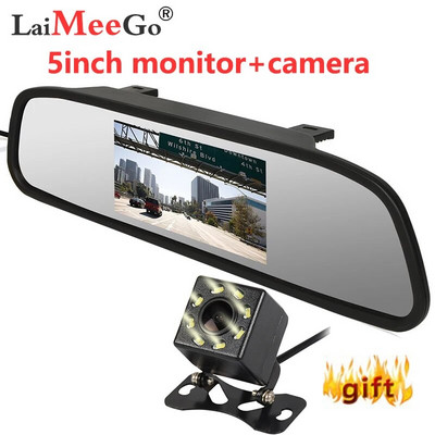 5 collu automašīnas video monitors automātiskais atpakaļskata spogulis LCD ekrāns 12V-24V universāls spogulis rezerves kamerai / priekšējai kamerai / multivides atskaņotājam