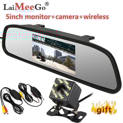 5 collu automašīnas video monitors automātiskais atpakaļskata spogulis LCD ekrāns 12V-24V universāls spogulis rezerves kamerai / priekšējai kamerai / multivides atskaņotājam