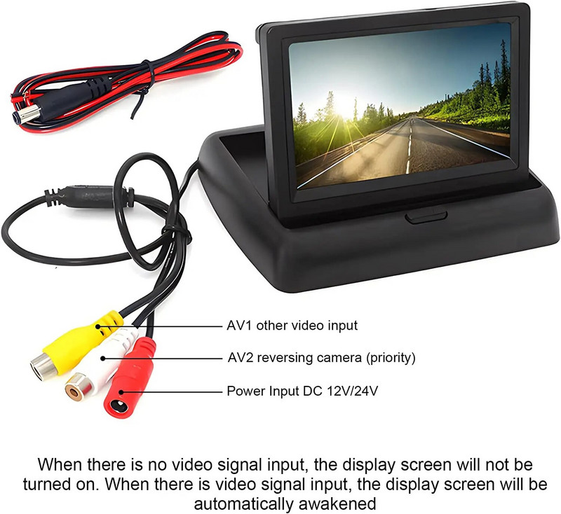 Οθόνη παρακολούθησης αυτοκινήτου 4,3" για πίσω κάμερα TFT LCD Οθόνη HD Ψηφιακή Έγχρωμη Οθόνη HD 4,3 ιντσών Υποβοήθηση στάθμευσης πίσω
