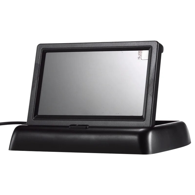 Salokāms 4,3" TFT LCD HD800*480 ekrāna automašīnas monitors atpakaļgaitas parkošanās monitors ar 2 video ieejām, 8 LED automašīnas atpakaļskata kameras dāvana