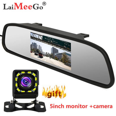 5" Car AutoMonitor LCD ekrāns 12v Universāls Truck Auto 2 RCA video kanāliem rezerves kamerai / aizmugures skatam / DVD / multivides atskaņotājam