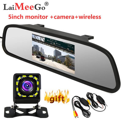 5" Car AutoMonitor LCD ekrāns 12v Universāls Truck Auto 2 RCA video kanāliem rezerves kamerai / aizmugures skatam / DVD / multivides atskaņotājam