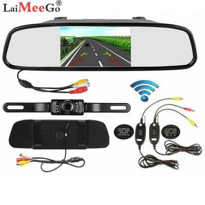 Wireless Car Styling 4.3 Inch HD Car Rearview Mirror Monitor LCD Screen Vehicle  Auto Parking Reversing Auxiliary Display DC12V