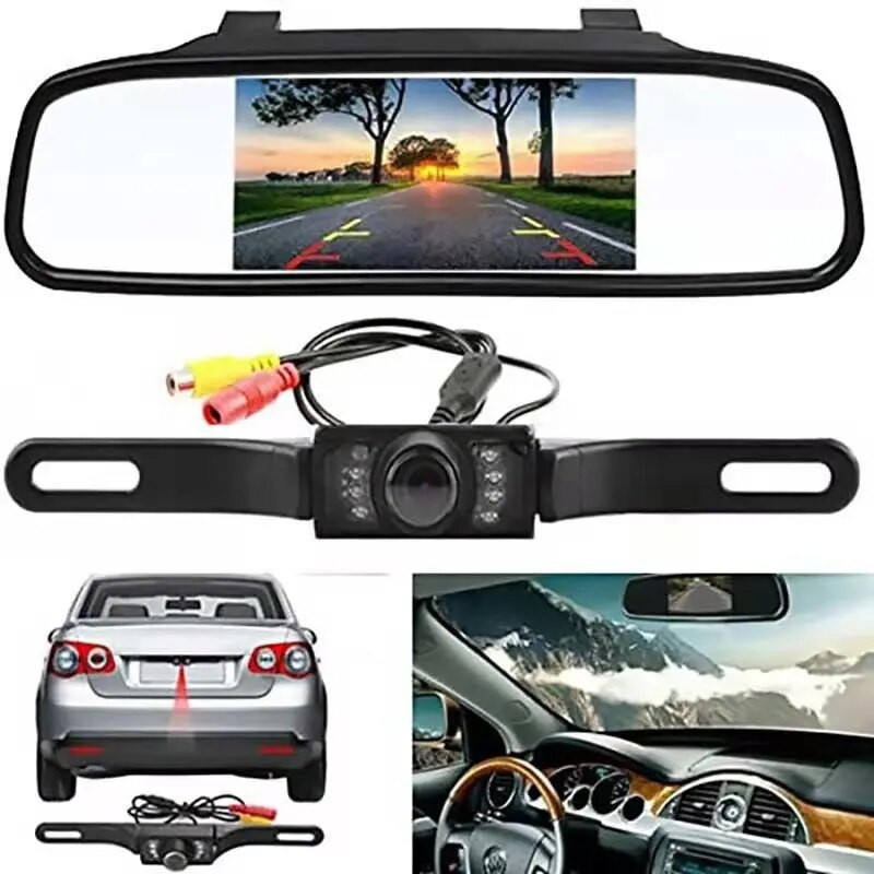 Belaidis automobilio stilius 4,3 colio HD automobilio galinio vaizdo veidrodžio monitorius LCD ekranas transporto priemonės automatinio statymo atbulinės eigos pagalbinis ekranas DC12V