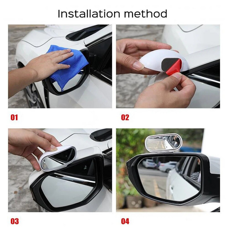 Univerzális autótükör 360°-ban állítható, széles szögben állítható oldalsó hátsó tükrök holttér Pattintható út a parkoláshoz Kiegészítő visszapillantó tükör