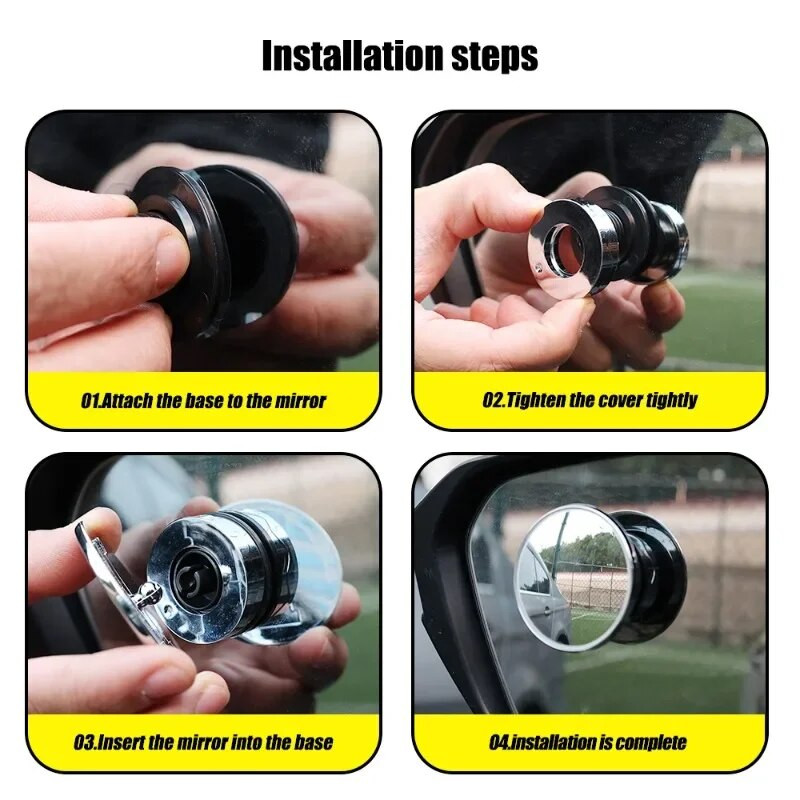 Automašīnas aklā leņķa atpakaļskata spogulis platleņķa 360° regulējams mazs apaļš spogulis vakuuma adsorbcijas tips izliekts aklās zonas spogulis