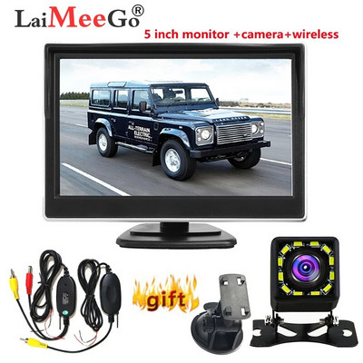 2,4 g bezvadu 5 collu augstas izšķirtspējas rezerves kameras monitors TFT LCD monitora displeja ekrāns novietošanai atpakaļskata dublēšanas kamerai