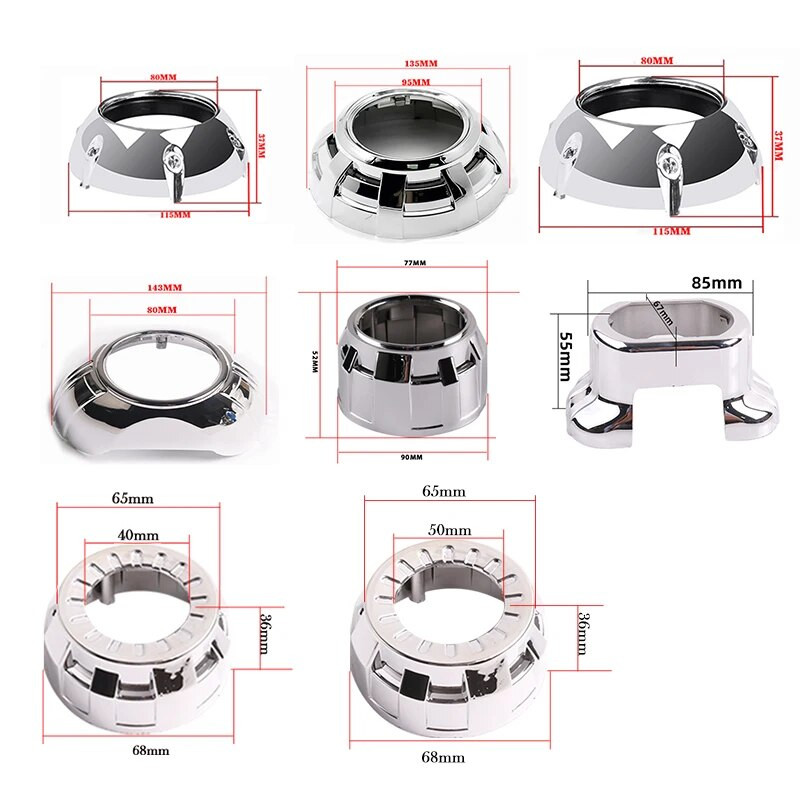 SANVI 2.5INCHES 3INCHES BI XENON/LED Projektoriaus objektyvo kaukės gaubtai Automobilių šviestuvų priedai