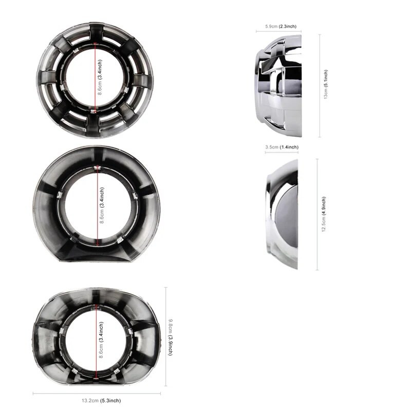 SANVI 2.5INCHES 3INCHES BI XENON/LED Projektoriaus objektyvo kaukės gaubtai Automobilių šviestuvų priedai