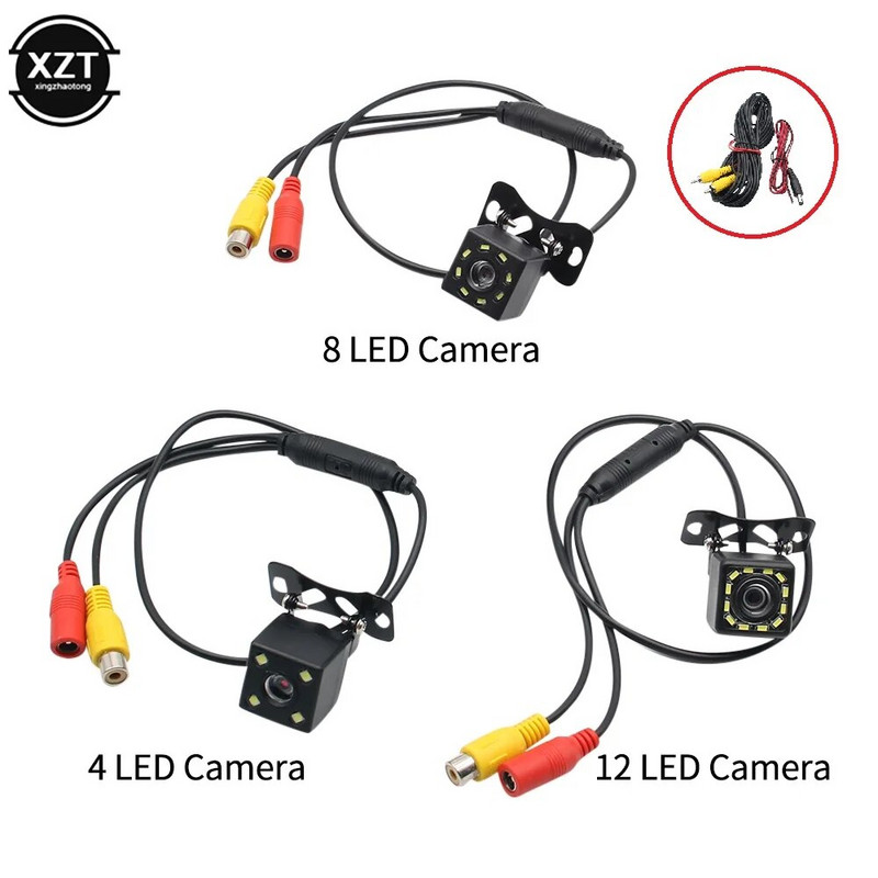 JAUNA Platleņķa HD automašīnas atpakaļskata kamera Aizmugures skata video transportlīdzekļa kamera Rezerves atpakaļgaitas kamera 12 LED nakts redzamības parkošanās kamera