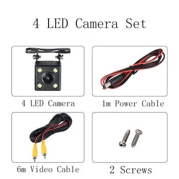 Ευρυγώνια κάμερα οπισθοπορείας αυτοκινήτου HD οπίσθια όψη Βίντεο κάμερα οχήματος Εφεδρική κάμερα οπισθοπορείας 12 LED Κάμερα στάθμευσης νυχτερινής όρασης