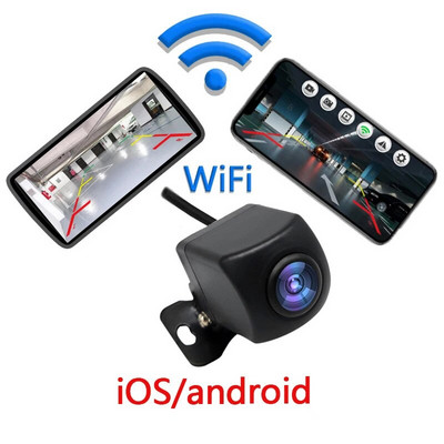 Cameră fără fir pentru vedere spate WIFI 170 de grade WiFi Cameră de marșarier Dash Cam HD Viziune nocturnă pentru iPhone Android 12V 24V Autoturisme