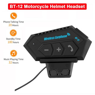 Căști reîncărcabile pentru cască de motocicletă BT12 Căști cu motor fără fir Bluetooth Player anti interferență Căști pentru motociclete