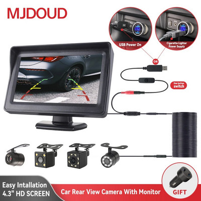 MJDOUD stražnja kamera za automobil s monitorom od 4,3 inča za parkiranje vozila LED HD kamera za vožnju unatrag LCD zaslon USB Jednostavna instalacija