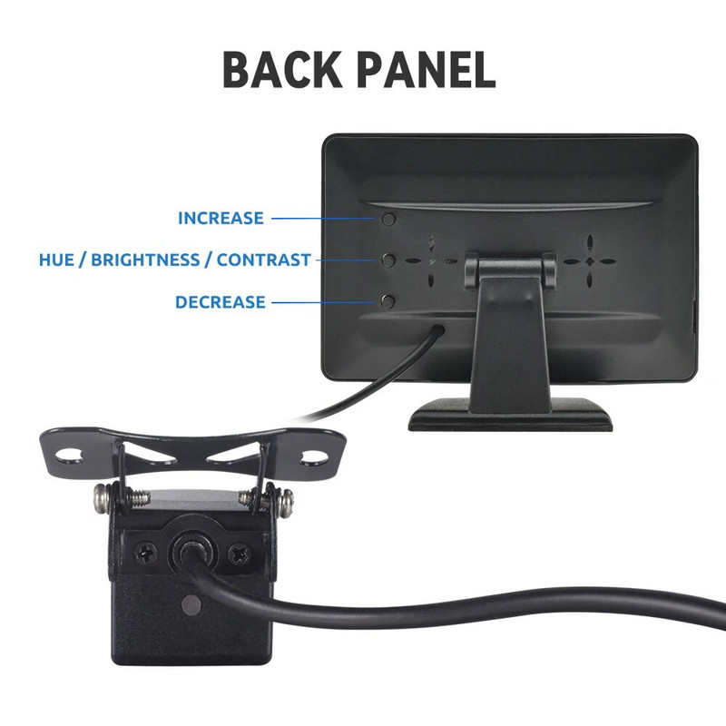 MJDOUD automobilio galinio vaizdo kamera su 4,3 colio monitoriumi transporto priemonės statymui LED HD atbulinės eigos kameros LCD ekranas USB Lengvas montavimas