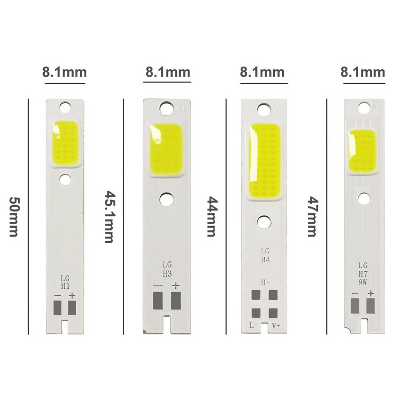 10 vnt COB LED lustai C6 automobilio priekinių žibintų lemputėms H1 H4 H7 HB3 HB4 880 H13 9004 9007 automatinio priekinio žibinto šviesos šaltinis C6 COB lustas 6000K