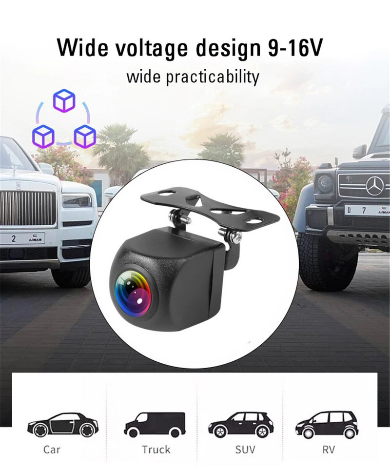 Juhtmeta auto tahavaatekaamera WIFI 170 kraadi HD öönägemisega WiFi tagurduskaamera armatuurkaamera iPhone`i Android 12V 24V autodele