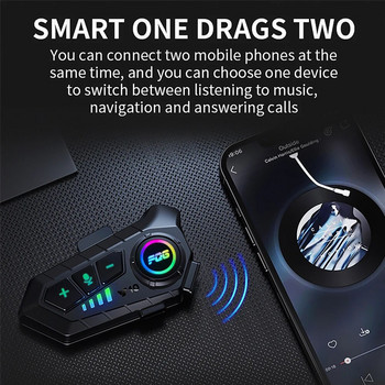 Bluetooth 5.3 Ακουστικά κράνους Ασύρματο κιτ τηλεφώνου κλήσεων hands-free Μοτοσικλέτα Αδιάβροχο ακουστικό MP3 Ηχείο αναπαραγωγής μουσικής για Moto