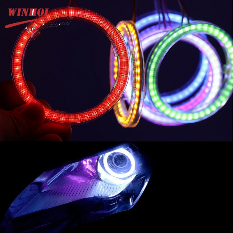 Led Angel Eyes Baltos Raudonos Mėlynos Geltonos Moto Halo Žiedo Šviesos Angelo Eye Priekinis žibintas DRL Dienos važiavimo lempa Led Lemputė Automobilių priedai