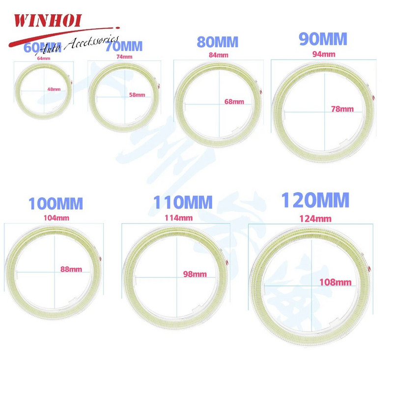 Led Angel Eyes Baltos Raudonos Mėlynos Geltonos Moto Halo Žiedo Šviesos Angelo Eye Priekinis žibintas DRL Dienos važiavimo lempa Led Lemputė Automobilių priedai