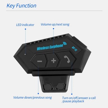 BT12 Безжични слушалки за мотоциклетна каска Bluetooth Водоустойчив мотоциклет Слушалки Хендсфри Комплект за стерео разговори Dropshipping