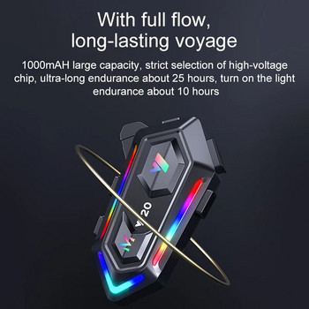 16 Λειτουργίες RGB Light 2023 Νέο κράνος Ακουστικά Μοτοσικλέτας Bluetooth 5.3 1000mah IPX6 Ασύρματα αξεσουάρ Moto Reduction Noice