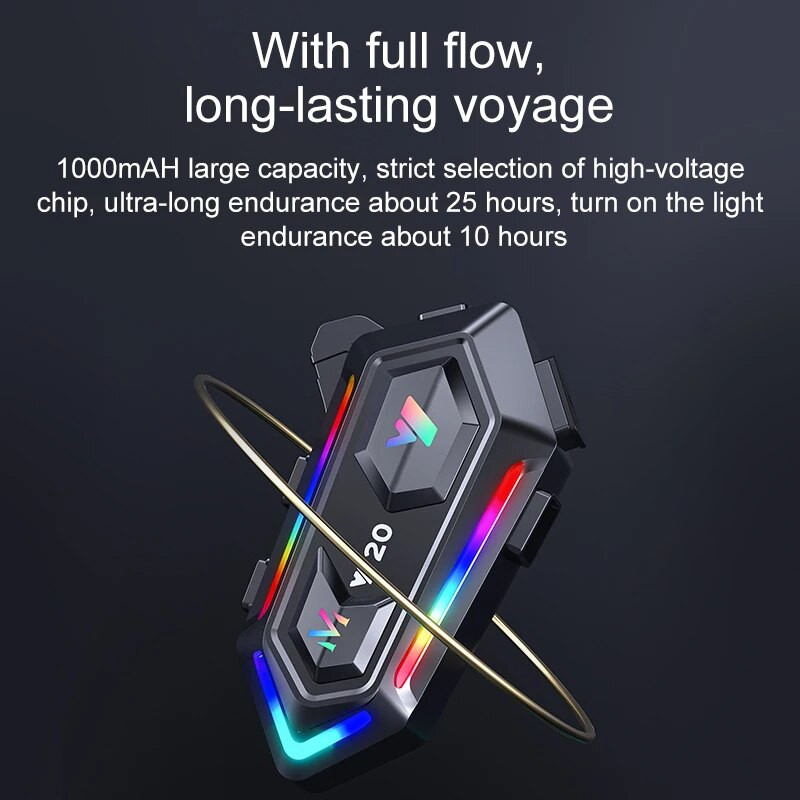 16 režīmi RGB Light 2023 Jaunas ķiveres austiņas motociklam Bluetooth 5.3 1000mah IPX6 trokšņu samazināšanas Moto bezvadu piederumi