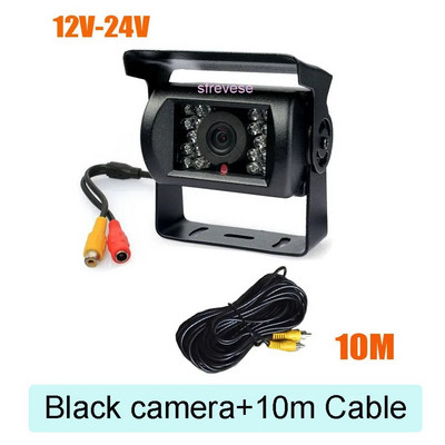 Οθόνη LCD αυτοκινήτου 4,3", Αδιάβροχη 18 LED IR Night Vision Backup Κάμερα στάθμευσης Κιτ πίσω όψης 10M καλώδιο 12V-24V