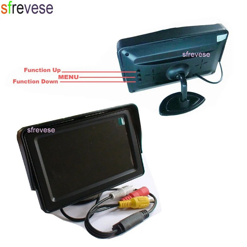 Οθόνη LCD αυτοκινήτου 4,3", Αδιάβροχη 18 LED IR Night Vision Backup Κάμερα στάθμευσης Κιτ πίσω όψης 10M καλώδιο 12V-24V